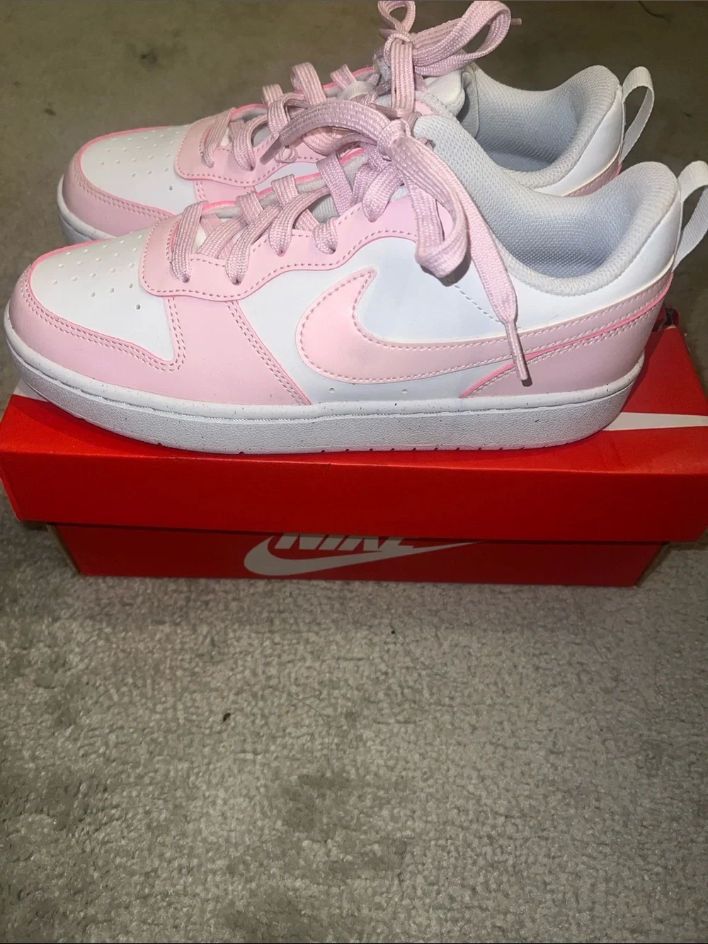Nike Pink and White Low-Top Sneakers